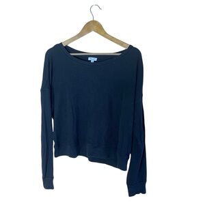 Splendid Black Size M Oversized Long Sleeve Cropped Ribbed Comfy Top Shirt